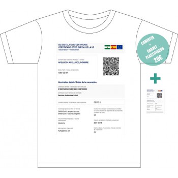 Camiseta Certificado Covid + carnet plastificado