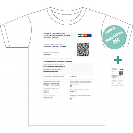 Camiseta Certificado Covid + Tarjeta plastica