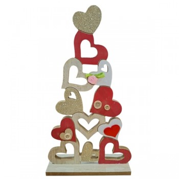 portafotos multiple de madera pequeño corazones San Valentin