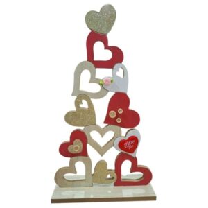 Portafotos multiple de madera grande corazones San Valentin