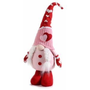 Gnomo de tela con sombrero moldeable y corazones