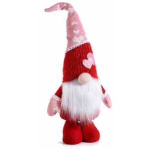 Gnomo de tela con sombrero moldeable y corazones