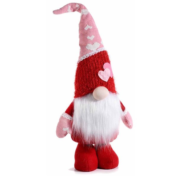 Gnomo de tela con sombrero moldeable y corazones